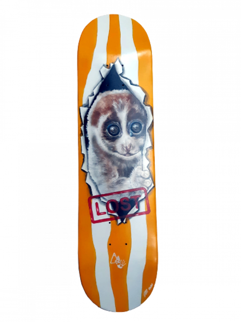 Premium 8,0" Lost Animals "Lemur" Handpainted Skateboard Deck